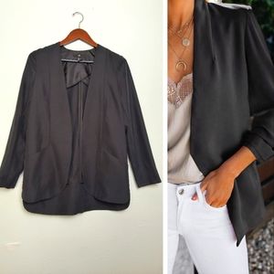 H&M Open Front Blazer Jacket Women's Size 8 Black Carry Off An Office Work